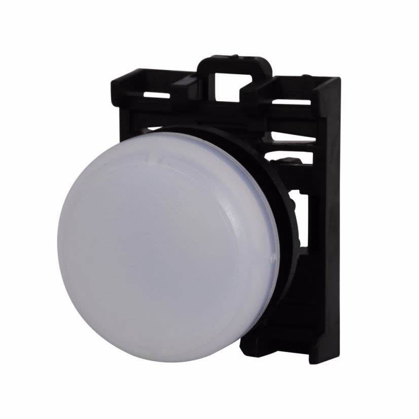EATON Cutler-Hammer Series M22-L-W Modular Resistor Illuminated Indicating Light Operator, 22.5 mm, Flush Button Operator, Momentary Contact, White