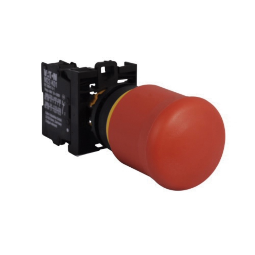 EATON Cutler-Hammer Series M22-PV-K01 Emergency Stop Non-Illuminated Push-Pull Switch, 22.5 mm, 1NC Contact, Push/Pull Operator, Red