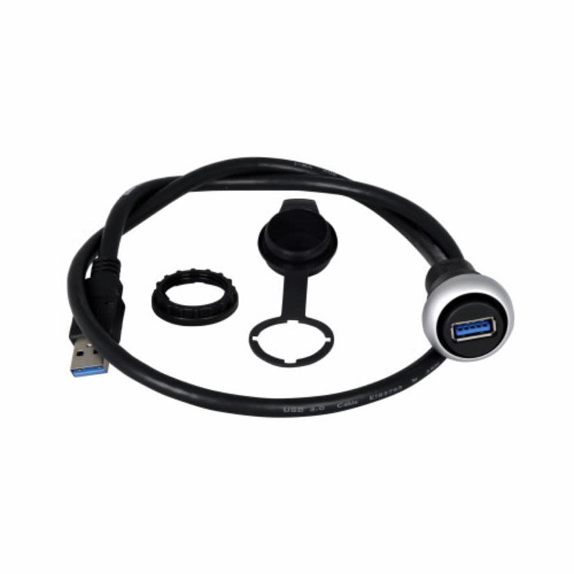 EATON Cutler-Hammer Series M22-USB-SA Modular Pushbutton USB Socket, Front Panel Mount, Silver