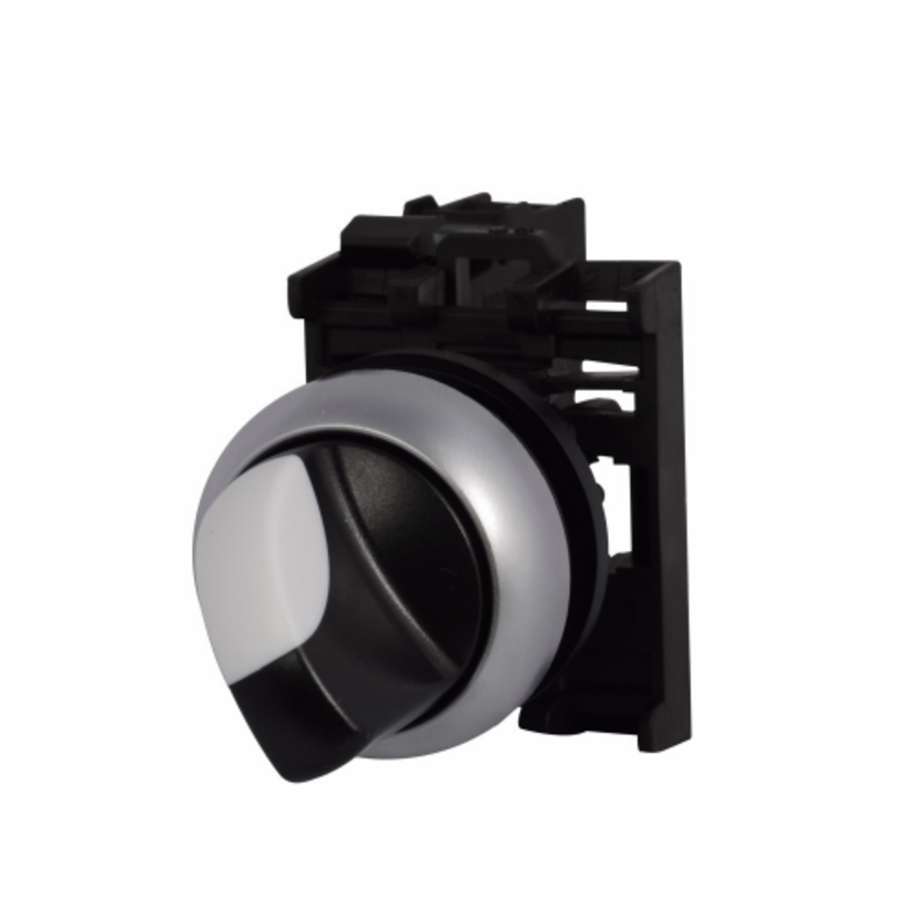 EATON Cutler-Hammer Series M22-WKV-K10 M22 Non-Illuminated Selector Switch With Trip Unit, 22.5 mm, 1NO Contact, Black/Silver