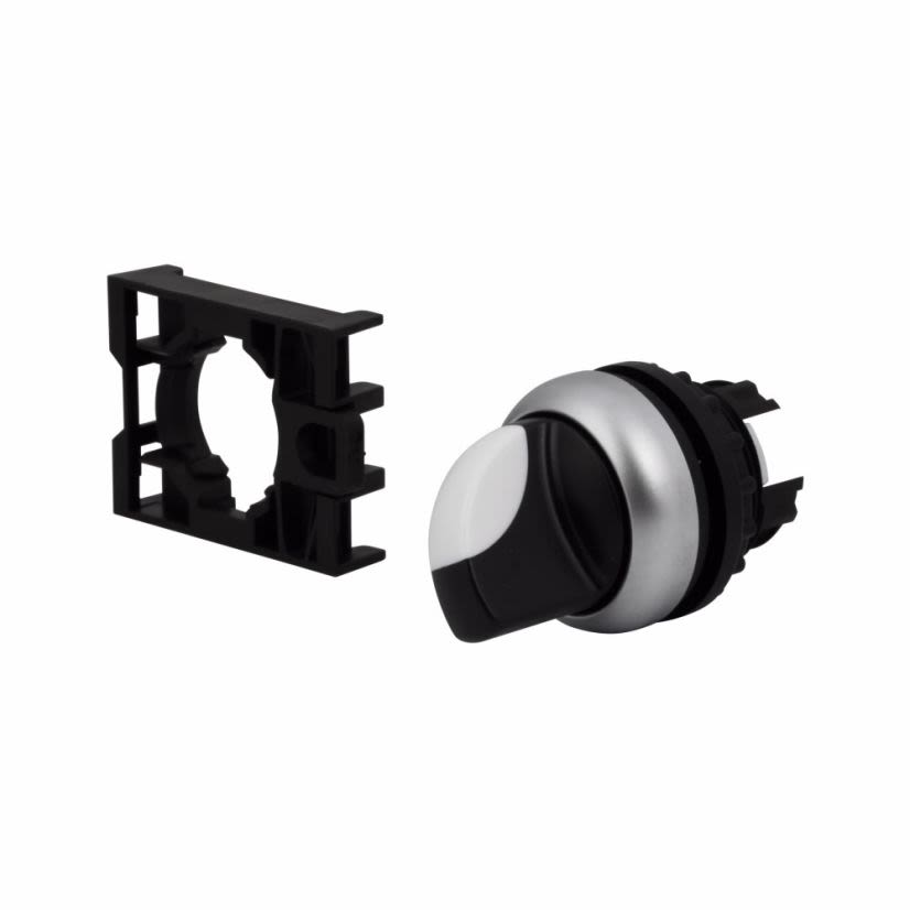 EATON Cutler-Hammer Series M22-WRK3 Modular Non-Illuminated Selector Switch Operator, 22.5 mm, Knob Operator, 3 Positions, Black/Silver