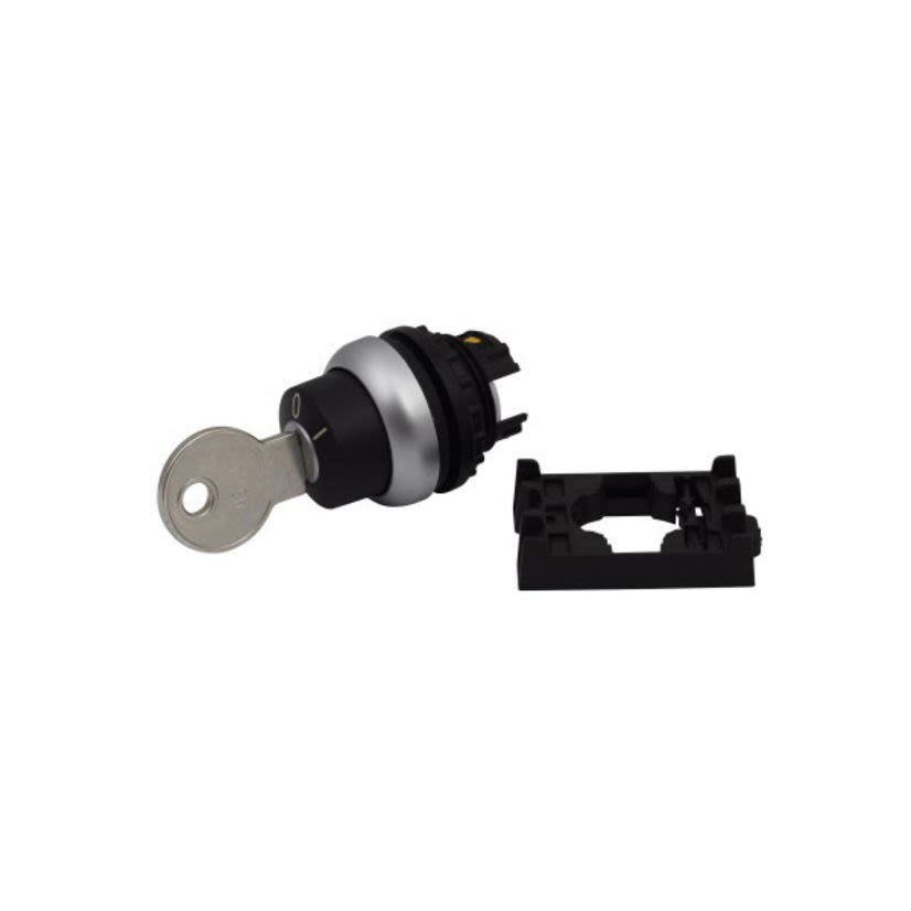 EATON Cutler-Hammer Series M22-WRS-MS2-A1 Modular Non-Illuminated Selector Switch Operator, 22.5 mm, 2 Positions, Black/Silver