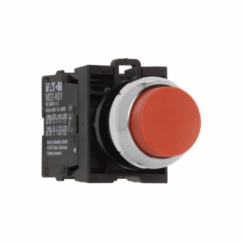 EATON M22M-DH-R M22 Non-Illuminated Pushbutton, 22.5 mm, Red