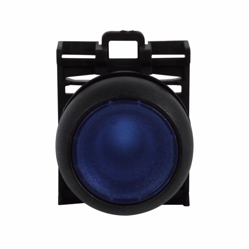 EATON Cutler-Hammer Series M22S-DL-B M22 Modular Pushbutton Operator, 22.5 mm, Flush, Momentary, Illuminated, Bezel: Black, Button: Blue, IP67, IP69K, NEMA 4x, 13, 5,000,000 Million mechanical operations