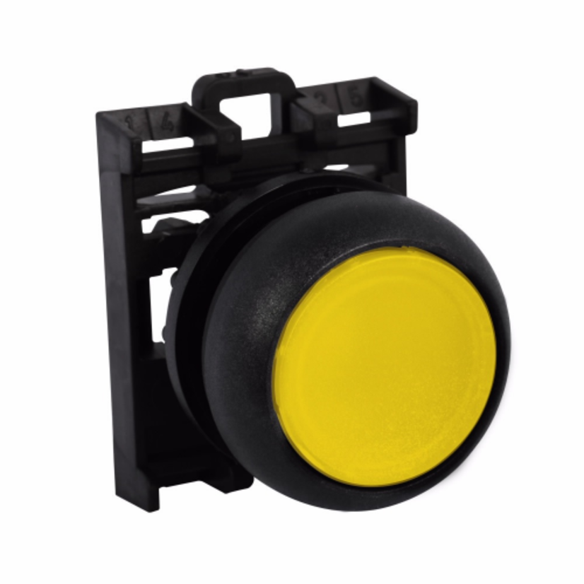 EATON Cutler-Hammer Series RMQ-Titan® M22S-DL-Y Modular Illuminated Pushbutton Operator, 22.5 mm, Flush Button Operator, Momentary Contact, Yellow