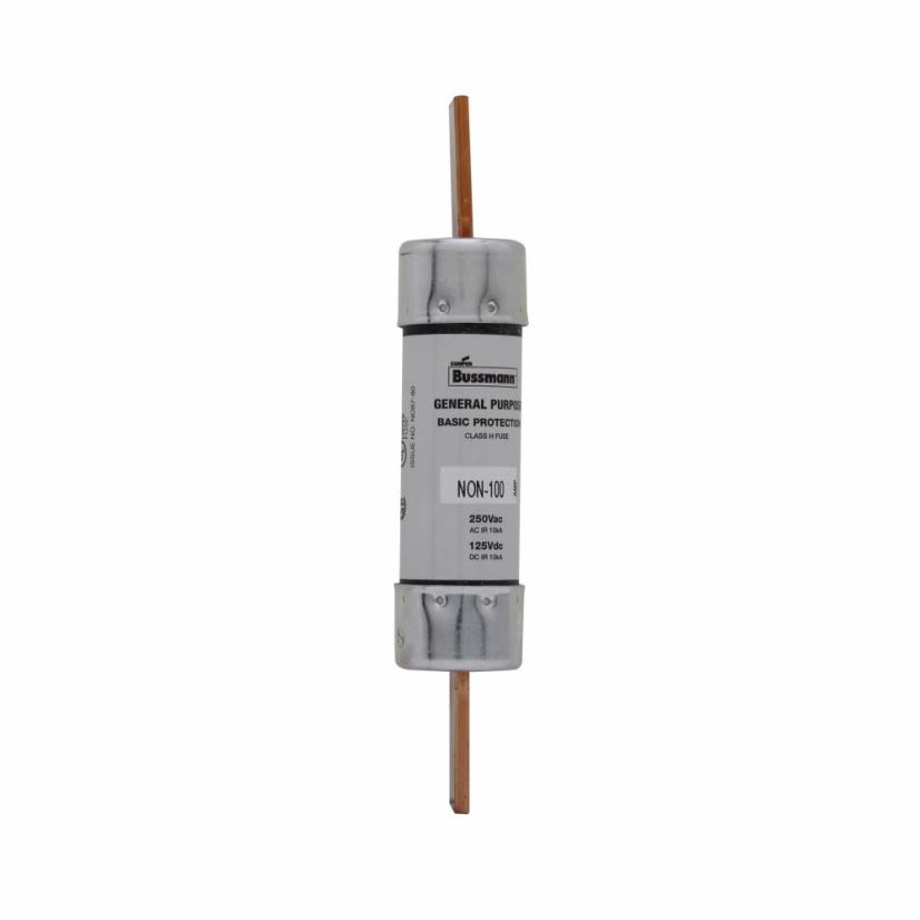 EATON Bussmann Series NON-100 Non-Current Limiting One Time Fuse, 100 A, 250 VAC, 125 VDC, 10 kA Interrupt, Class: H, Cartridge Body