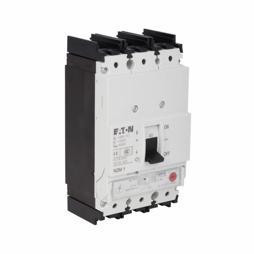 EATON NZMB1-A100-NA Type NZM1 Molded Case Circuit Breaker, 480 V AC, 100 A, 25 kA Interrupt, 3 Poles, Thermal Magnetic Trip