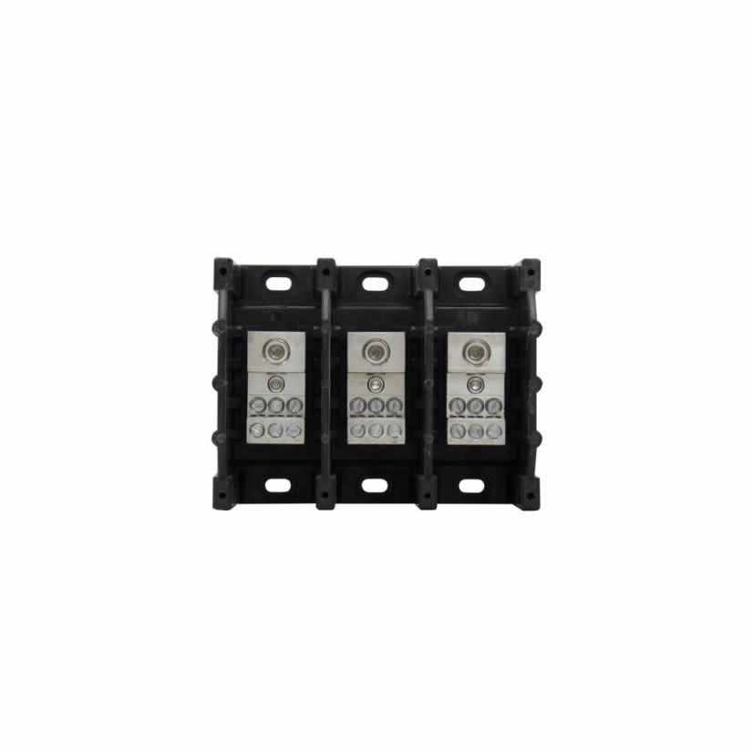 EATON Bussmann Series PDB321-3 Barrier Power Terminal Block, 600 VAC/VDC, 175 A, 3 Poles, 8 to 2/0 AWG Wire