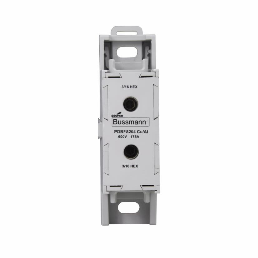 EATON Bussmann Series PDBFS204 Finger Safe Power Distribution Block, 600 VAC/VDC, 175 A, 6 AWG to 500 kcmil Wire, 1 Pole