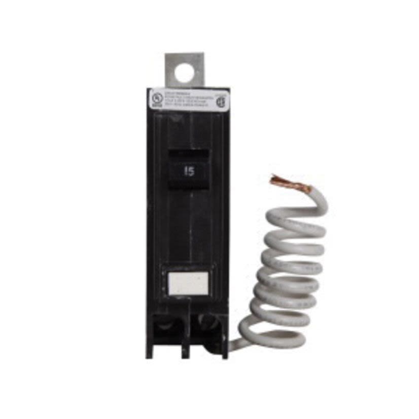 EATON QuickLag QBGFT1015 Type QBGFT Ground Fault GFCI Circuit Breaker, 120/240 V AC, 15 A, 10 kA Interrupt, 1 Pole, Thermal Magnetic Trip