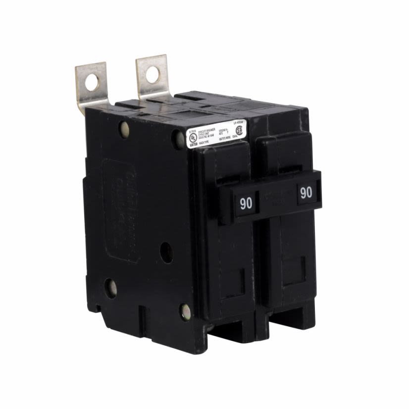 EATON Cutler-Hammer Series QuickLag® QBHW2090 Type QBHW Miniature Circuit Breaker, 120/240 VAC, 90 A, 22 kA Interrupt, 2 Poles, Non-Interchangeable/Thermal Magnetic Trip