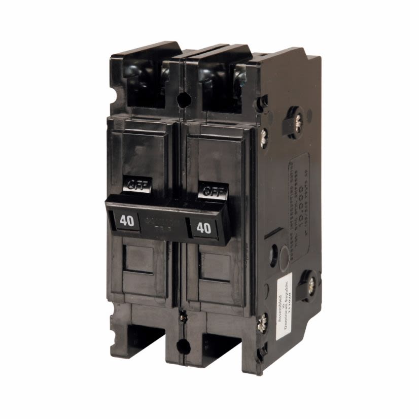 EATON QuickLag QC2040 Type QC Miniature Circuit Breaker, 120/240 V AC, 40 A, 10 kA Interrupt, 2 Poles, Thermal Magnetic Trip