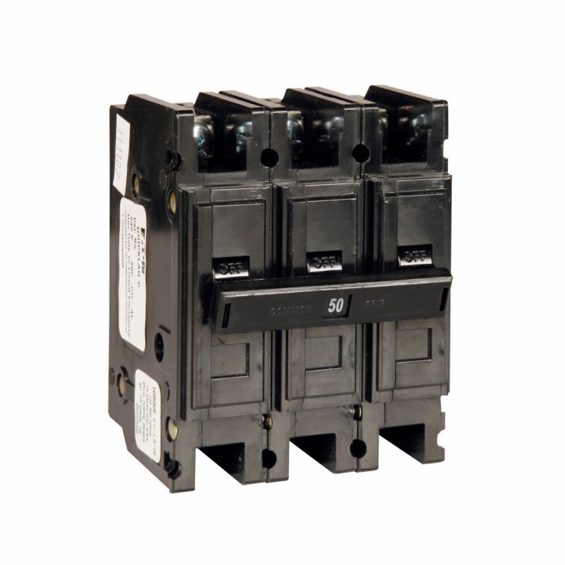 EATON Cutler-Hammer Series QuickLag® QC3050H Type QC Miniature Circuit Breaker, 240 VAC, 50 A, 10 kA Interrupt, 3 Poles, Non-Interchangeable Thermal Magnetic Trip