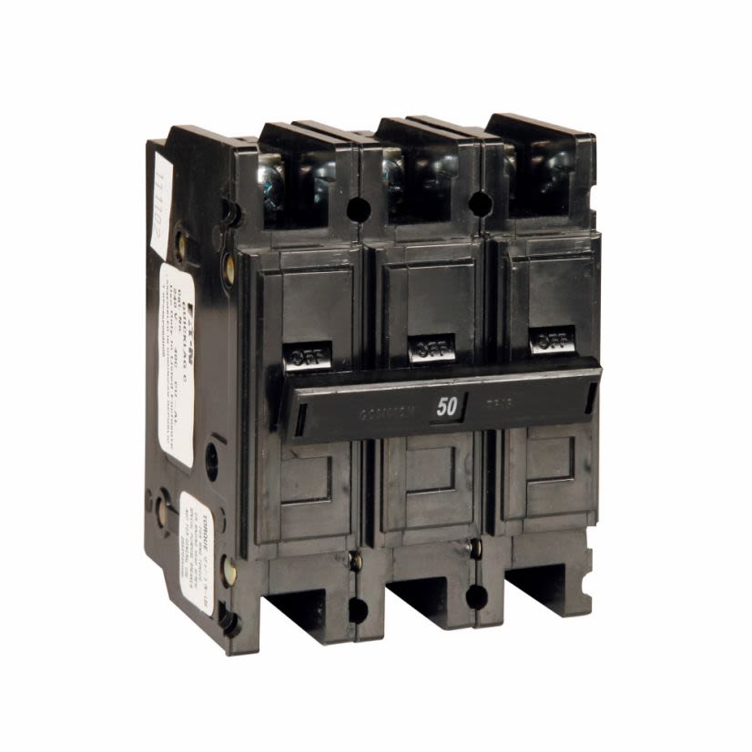 EATON QuickLag QC3050HT Type QC Miniature Circuit Breaker, 240 V AC, 50 A, 10 kA Interrupt, 3 Poles, Thermal Magnetic Trip