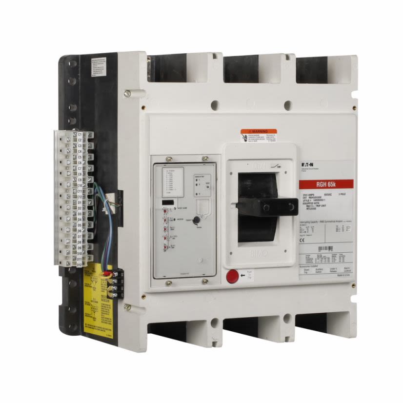 EATON RGH316035E Type RGH Molded Case Circuit Breaker, 600 V AC, 1600 A, 65/125 kA Interrupt, 3 Poles, Electronic Trip