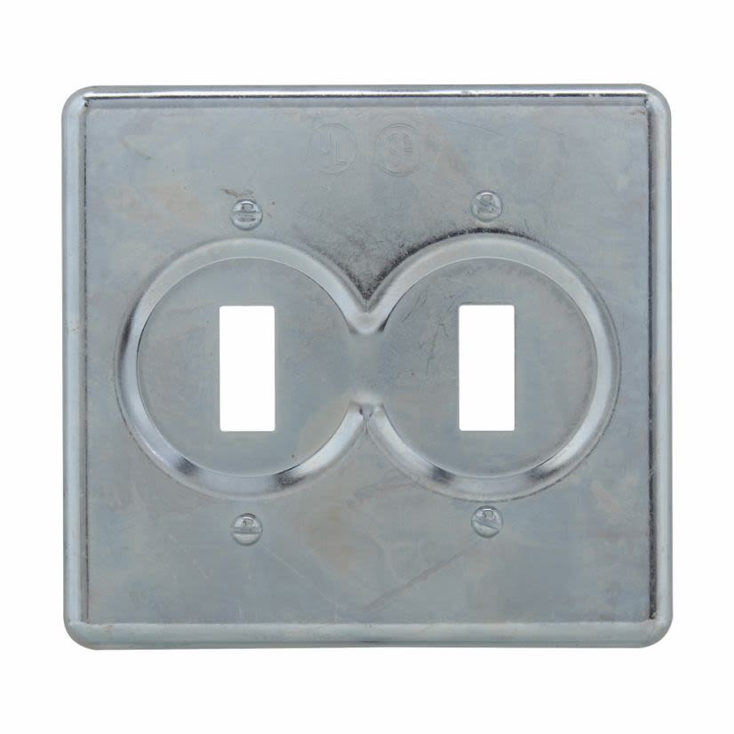 EATON Crouse-Hinds series S322snap switch Cover, Sheet Steel, Surface mount, Two-gang, For flush general use snap switches with square handles