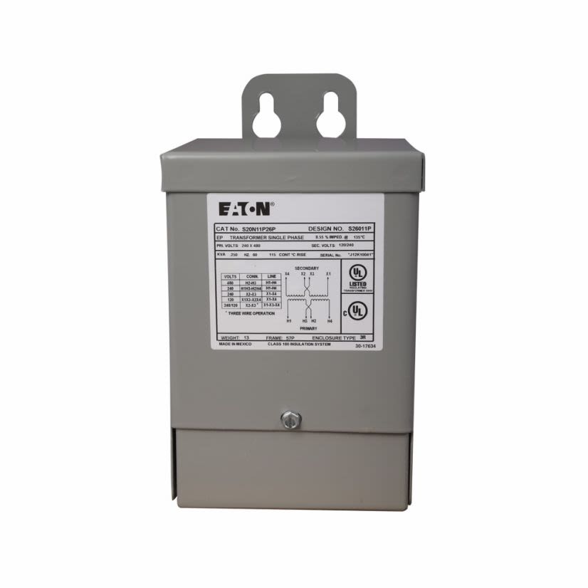 EATON Cutler-Hammer Series S34N12P26P S26020P 0.25 KVA ENCAPS XFMR 1PH 240/277-120V 115C RISE