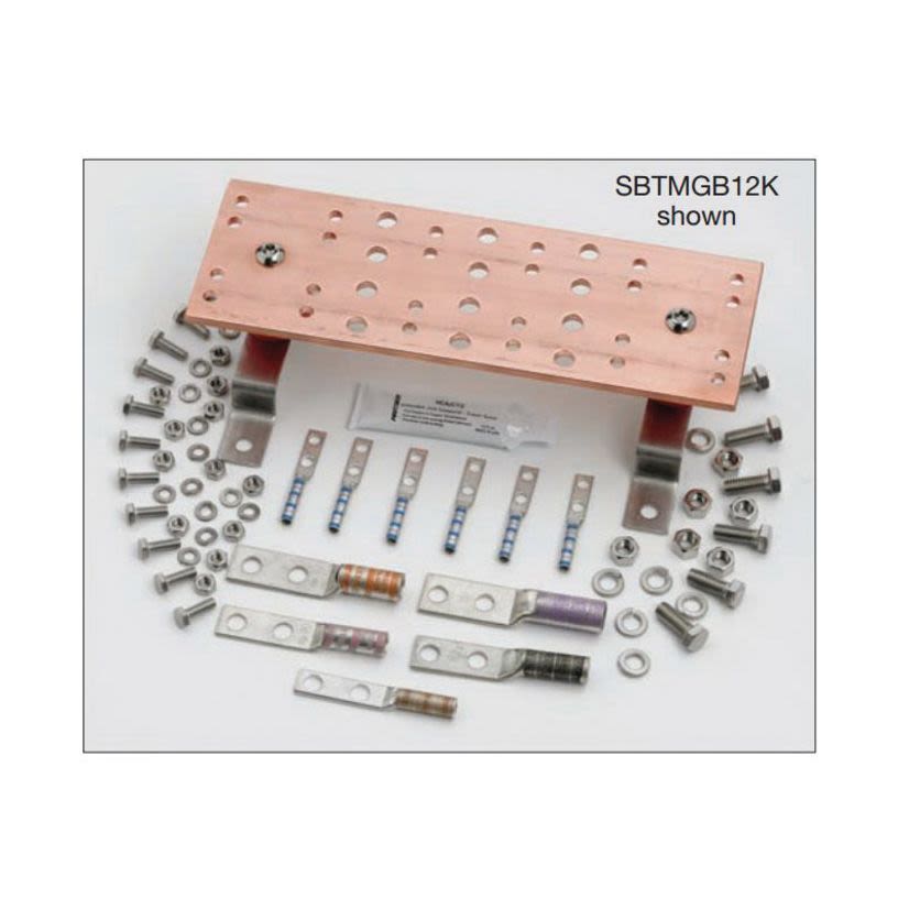 Eaton B-Line SBTMGB12K Grounding Bar Assembly With Hardware Kit, 12 in L, For Use With Telecommunication and Low Voltage System, Copper