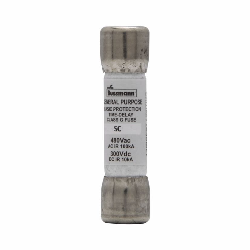 EATON Bussmann Series SC-30 SC Series Current Limiting Time Delay Fuse, 30 A, 480 VAC/300 VDC, 100/10 kA Interrupt, Class: G, Cylindrical Body