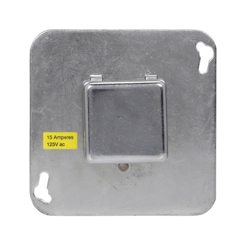 EATON Bussmann Series SOY Fuse Receptacle Box Cover Unit, For Use With 4 in Square Box, Type T/TL/TC/P/W Plug Fuse, 3/4 hp, 15 A, 125 VAC, 1 Fuse Socket