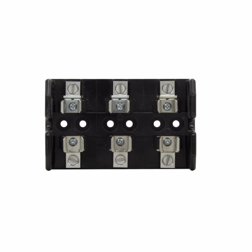 Edison T60060-3CR Open Style Fuse Block, 600 VAC/VDC, 31 to 60 A, T Class, 14 to 2 AWG Wire, 3 Poles