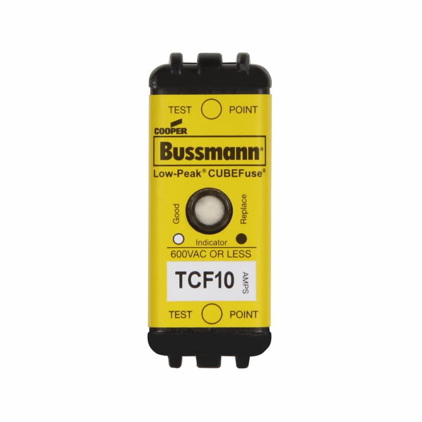 EATON Bussmann Series Low-Peak™ CUBEFuse™ TCF10 Current Limiting Inrush Current Withstand Time Delay Fuse, 10 A, 600 VAC, 300 VDC, 300/100 kA Interrupt, Class: CF, Square Body