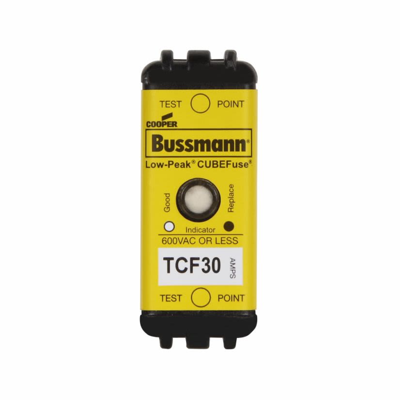 EATON Bussmann Series CUBEFuse® TCF30 Time Delay Fuse, 30 A, 600 VAC/300 VDC, 100/300 kA Interrupt, Class: Class CF, Square Body