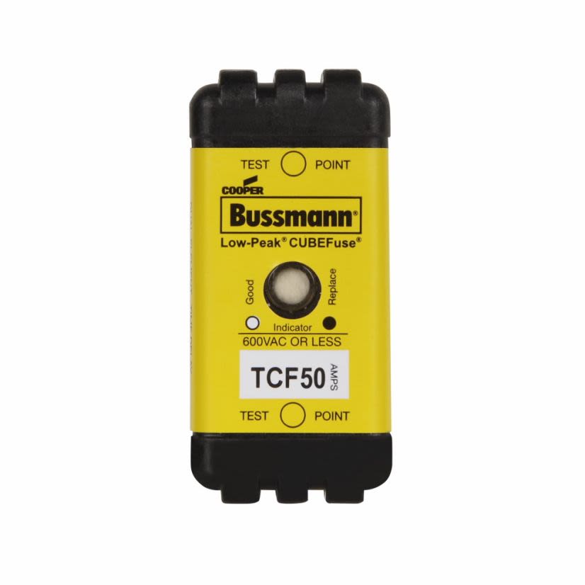 EATON Bussmann Series CUBEFuse® TCF50 Time Delay Fuse, 50 A, 600 VAC/300 VDC, 100/300 kA Interrupt, Class: Class CF, Square Body