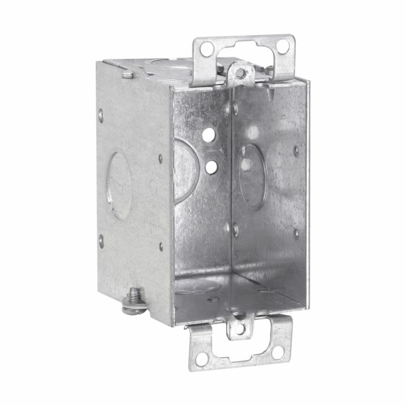 EATON Crouse-Hinds series TP218 Switch Box, (1) 1/2 Inch, Conduit (no Clamps), 2-1/2 Inch, (1) 1/2 Inch, Steel, (1) 1/2 Inch, Ears, Gangable, 12.5 cubic inch capacity