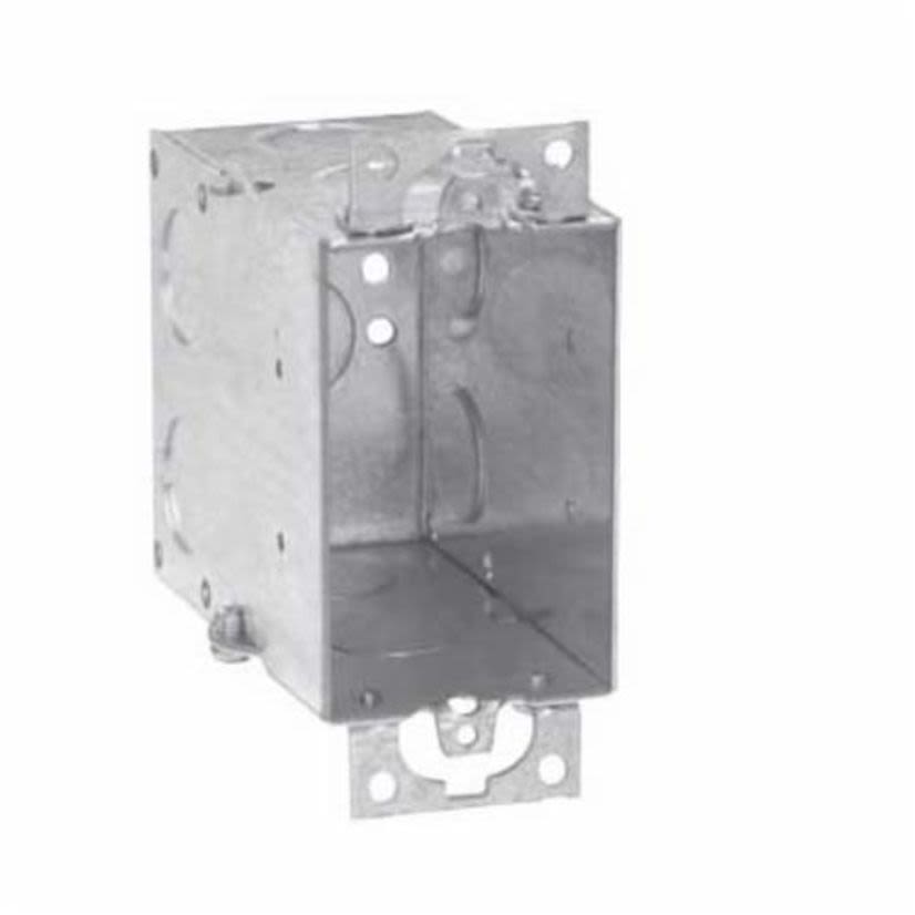 Crouse-Hinds Thepitt TP252 Deep Gangable Welded Switch Box, Steel, 18 cu-in Capacity, 1 Gang, 5 Knockouts, 2 in W x 3-1/2 in D x 3 in H