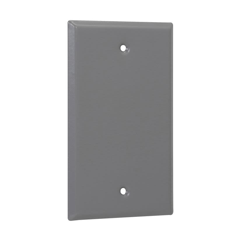 EATON Crouse-Hinds series TP7292 weatherproof blank outlet Cover, Gray, Steel, Single-gang