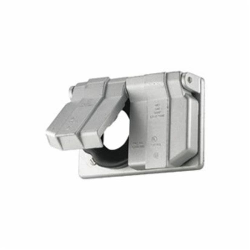 EATON Crouse-Hinds series Arrow Hart™ WLRD1 Weatherproof Duplex Receptacle Cover, 4.44 in L x 1.13 in W x 2.91 in D, Die Cast Aluminum