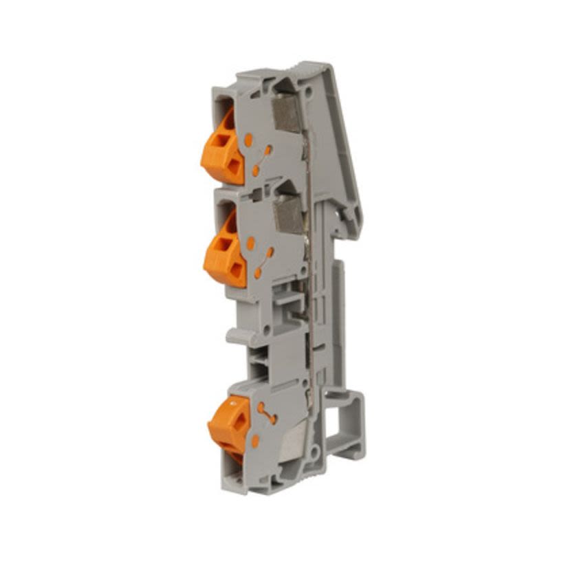 EATON Cutler-Hammer Series XBQT25D12 IDC-Multi-Conductor Terminal Blocks, IEC-XB Series, UL 15A, 24A connection, Gray, 14 AWG/1.5 mm2 maximum wire, UL 600V, 800V connection, #20-14 AWG wire range