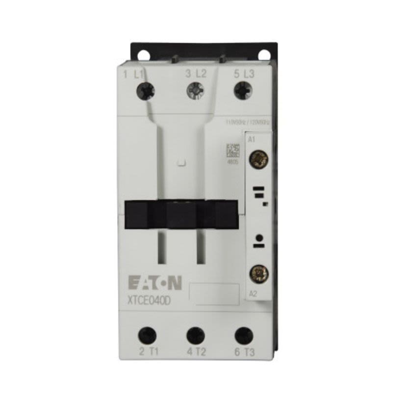 EATON XTCE040D00T Full Voltage Non-Reversing IEC Contactor, 24 V AC V Coil, 40 A, 0NO-0NC Contact, 3 Poles
