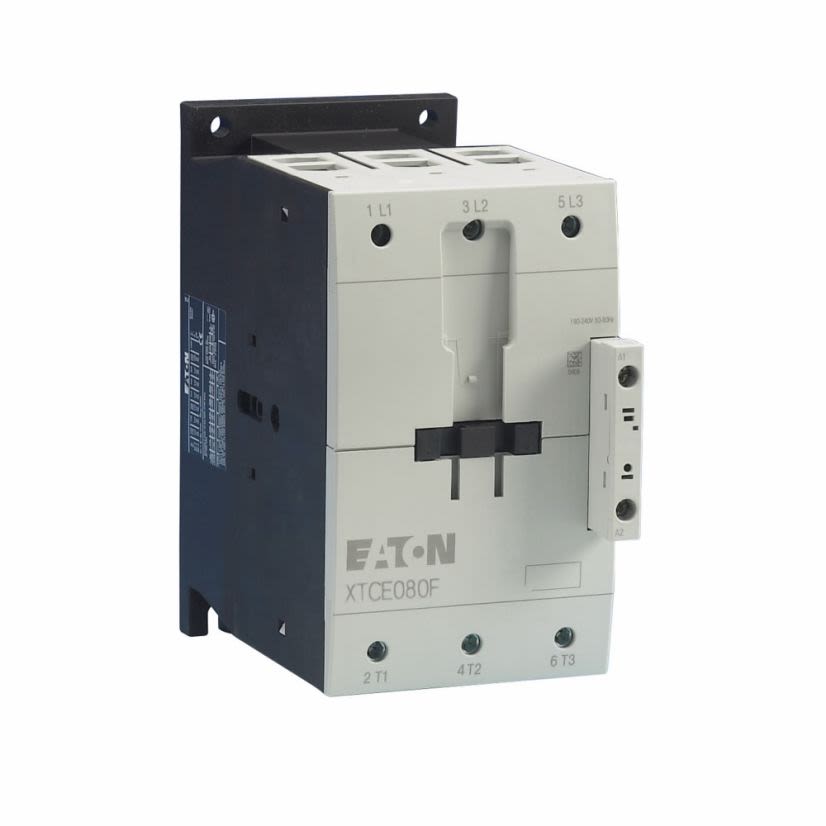 EATON XTCE080F00B Full Voltage Non-Reversing IEC Contactor, 220 to 240 V AC V Coil, 80 A, 0NO-0NC Contact, 3 Poles