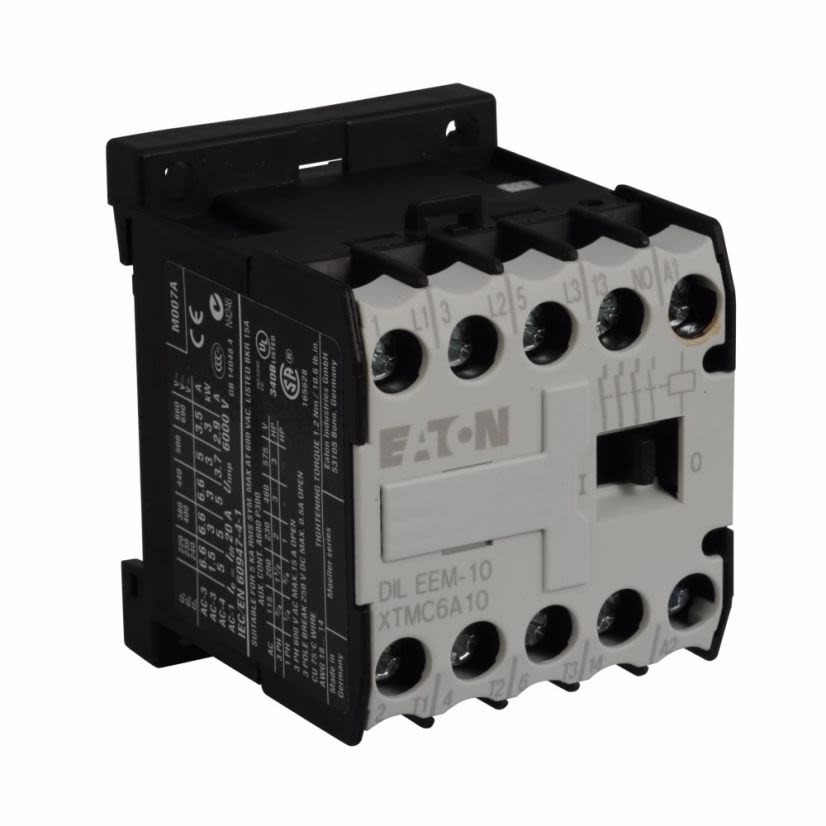 EATON XTMC9A10TD Full Voltage Non-Reversing IEC Miniature Contactor, 24 V DC V Coil, 8.8 A, 1NO Contact, 3 Poles