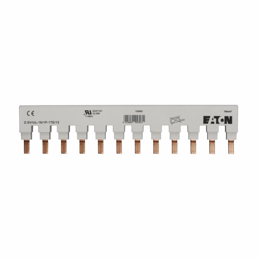 EATON Cutler-Hammer Series Z-SV/UL-16/1P-1TE/6 FAZ bus bar,UL 489 Miniature circuit breaker accessory - Terminal type phase bus bar,80 A,Single-pole,10/200 package,6 terminals,Single-phase
