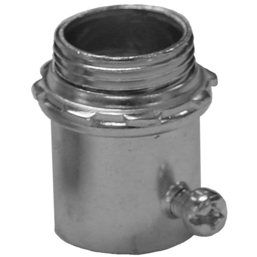 Appleton ETP 4075ST 4000S Insulated Straight Set Screw Connector, 3/4 in Trade, For Use With EMT Conduit, Steel, Zinc Electroplated