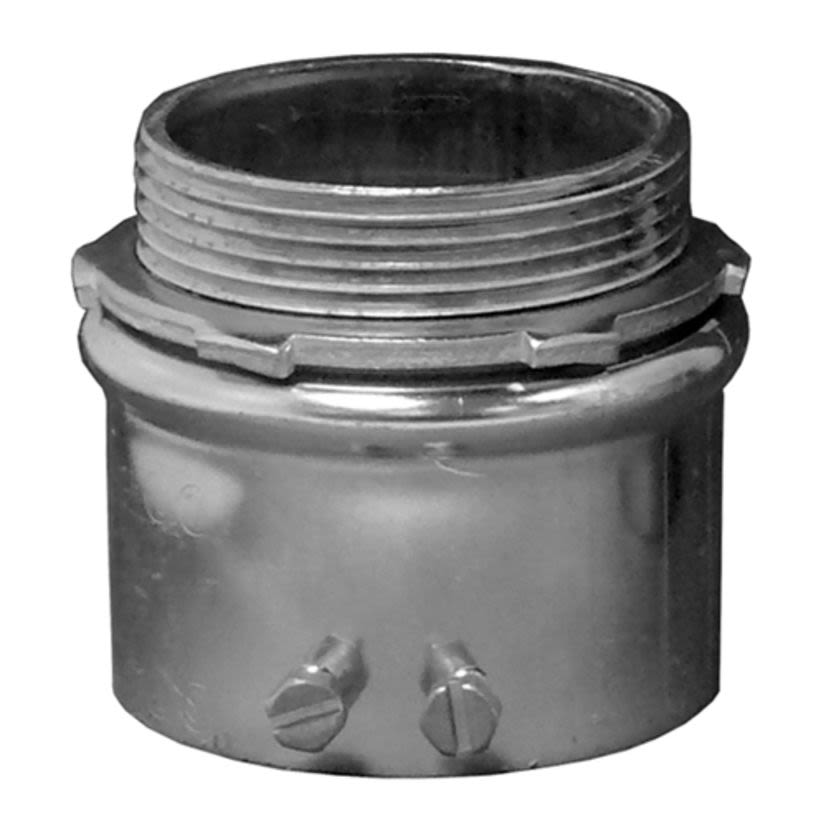 Appleton ETP 4150S 4000S Non-Insulated Straight Set Screw Connector, 1-1/2 in Trade, For Use With EMT Conduit, Steel, Zinc Electroplated