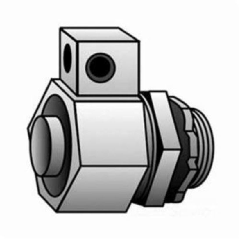Emerson Electric O-Z/Gedney Ground-Tite® 4Q-125L Concretetight Liquidtight Oiltight Positive Grounding Raintight Conduit Connector With Lug, 1-1/4 in Trade, 6 to 1/0 AWG Cable Openings, Straight, Malleable Iron, Zinc Electroplated