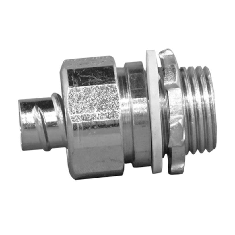 Appleton 4QS-100 Liquid Tight Non-Insulated Oiltight Raintight Conduit Connector, 1 in Trade, Straight, Steel, Zinc Electroplated