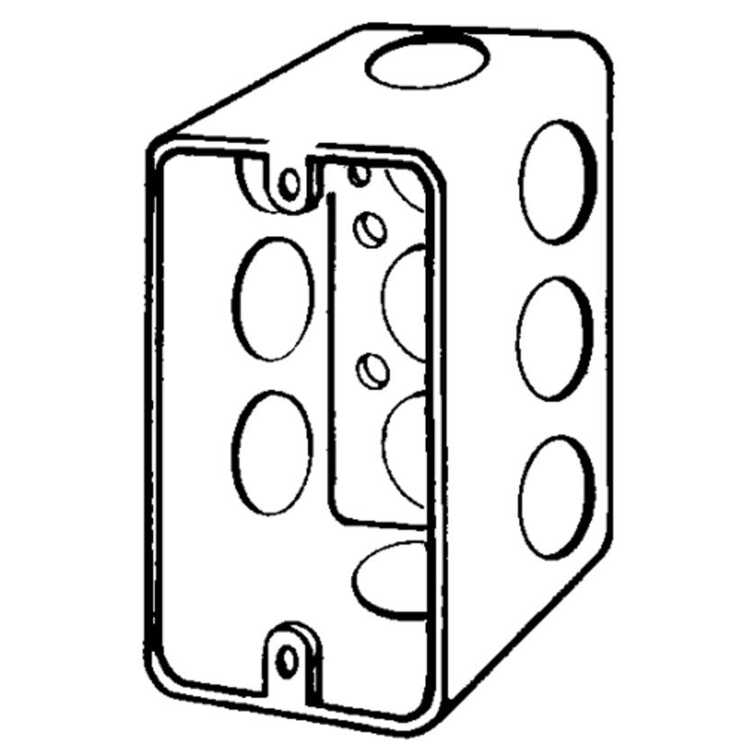 Appleton 4SSLD-1/2 Handy Box With Conduit Knockout, Steel, 18.3 cu-in, 11 Outlet , 11 Knockouts