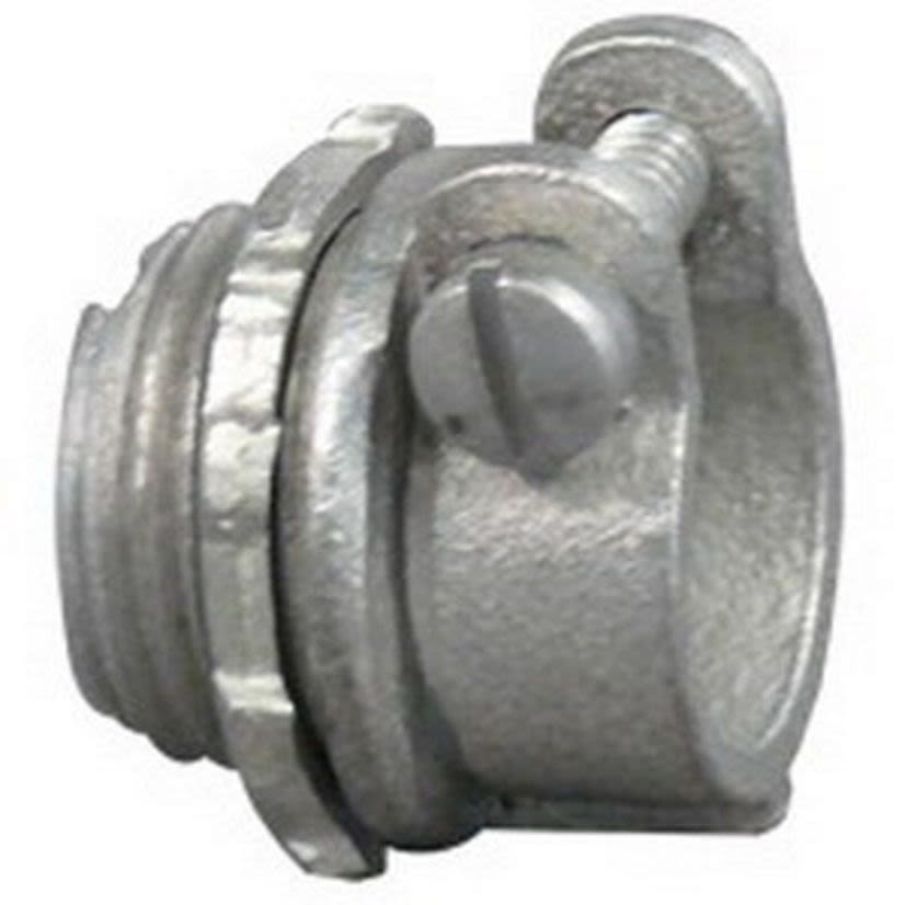 Emerson Electric Appleton® 7480V Conduit Connector With Locknut, 3/8 in Trade, 0.31 to 0.63 in Cable Openings, For Use With Armored/FMC Cable, Malleable Iron, Zinc Electroplated