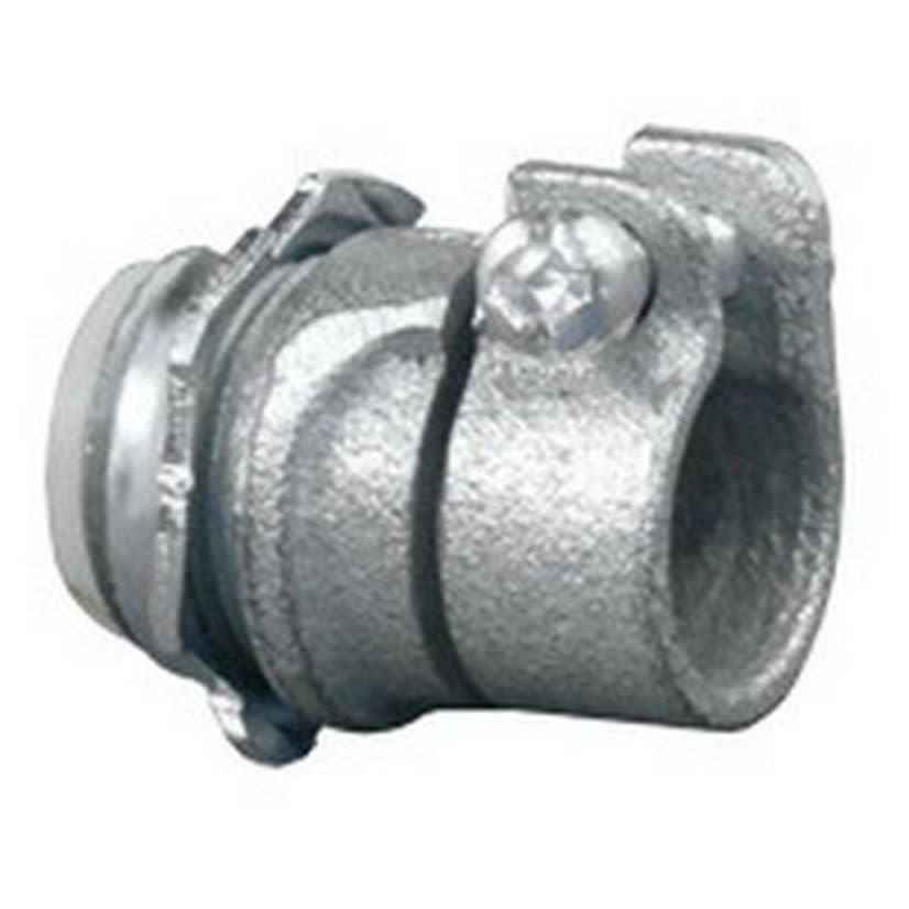 Appleton 7481VI Insulated Throat Straight Conduit Connector With Locknut, 1/2 in Trade, 0.59 to 0.94 in Cable Openings, For Use With Armored/FMC Cable, Malleable Iron, Zinc Electroplated