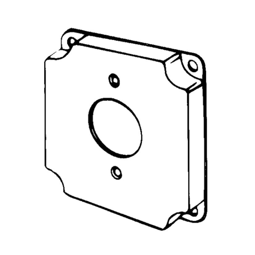 Appleton ETP 8363 Raised Electrical Box Cover, 4 in L x 4 in W x 1/2 in D, Single Receptacle Cover, Steel