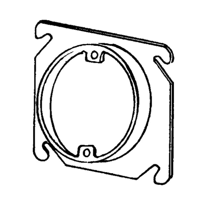 Appleton ETP 8461E 1-Device Raised Square Box Cover, 4 in L x 4 in W x 1/4 in D, Steel