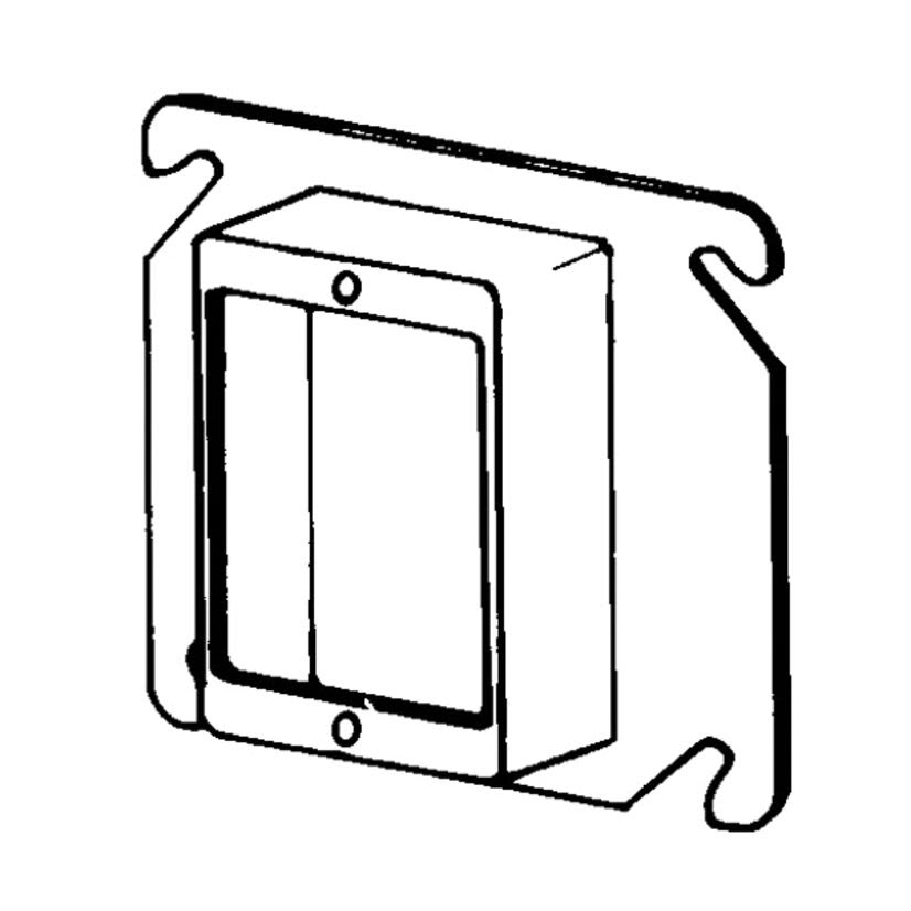 Appleton ETP 8466 Raised Square Box Cover, 4 in L x 4 in W x 1-1/4 in D, Switch Cover, Steel