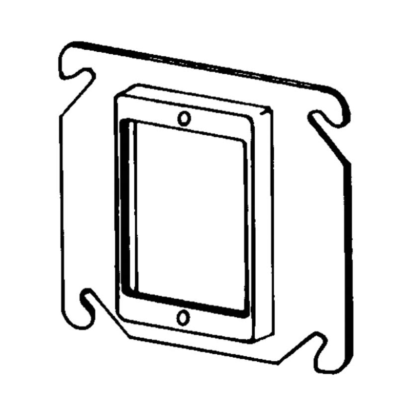 Appleton ETP 8468A Raised Square Box Cover, 4 in L x 4 in W x 1/2 in D, Steel