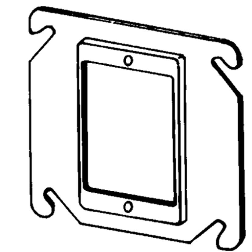 Appleton ETP 8468B Raised Square Box Cover, 4 in L x 4 in W x 1/4 in D, Steel