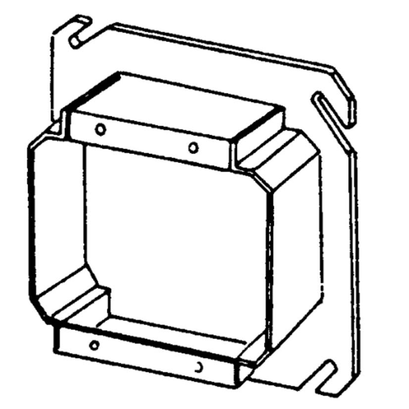 Appleton ETP 847-125 2-Device Raised Square Box Cover, 4 in L x 4 in W x 1-1/4 in D, Steel